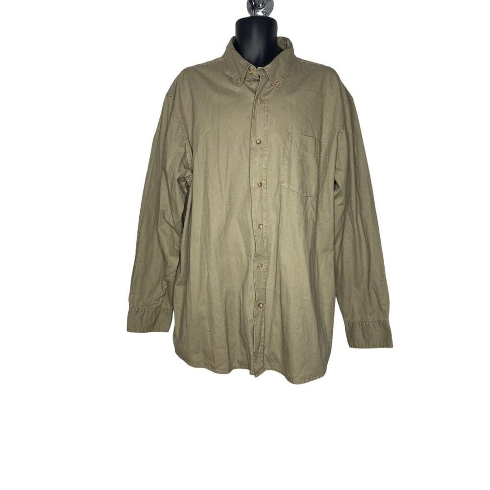 Covington Mens Button Down Long Sleeve Shirt Beige‎ 100% cotton SZ XXL